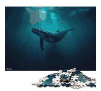 500 Piece Jigsaw Puzzle Humpback Whale Underwater Square Puzzles for Adults, Woodenboard Puzzles Unique Challenge Games 500pcs (52x38cm)