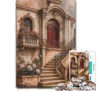 500 Piece Jigsaw Puzzle, Italian Architecture with Flowers Painting