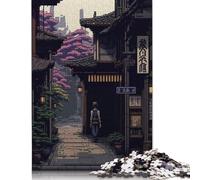 500 Piece Jigsaw Puzzle Kyoto City Pixel Art Wooden Puzzles for Adults Brain Teaser Game 500pcs (52x38cm)