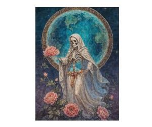 500 Piece Jigsaw Puzzle, La Niña Blanca, Santa Muerte in White Robe wi | Festive puzzle present with screen-free home activity during indoor leisure.