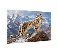 500 Piece Jigsaw Puzzle Leopard Jigsaw Puzzles for Adults Snow Mountain Impossible Puzzle Challenging High Difficulty Activity, Gift Box Packaging, Great Gift Idea for Family Friends 52x38 CM -1153y
