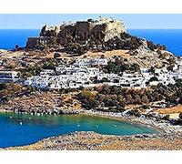 500 Piece Jigsaw Puzzle Lindos Castle, Rhodes Island, Greece Large Puzzle Game For Adults And Teenagers 52x38CM