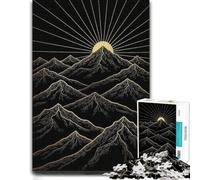 500 Piece Jigsaw Puzzle, Mountain Art Print -Golden Sunrise Over Mount