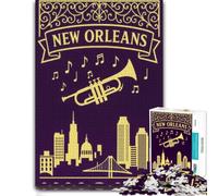 500 Piece Jigsaw Puzzle, New Orleans Cityscape with Trumpet and Notes