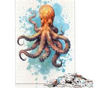 500 Piece Jigsaw Puzzle Octupus Watercolor Wooden Puzzles for Adults Brain Teaser Game 500pcs (52x38cm)