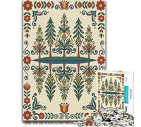 500 Piece Jigsaw Puzzle, Reflected pine tree Scandinavian Kurbits folk
