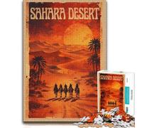500 Piece Jigsaw Puzzle, Sahara Desert Camel Caravan Vintage Poster