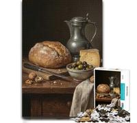 500 Piece Jigsaw Puzzle, Still Life with Bread, Cheese, and Olives