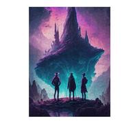 500 Piece Jigsaw Puzzle, Three Figures Gazing at a Floating Island
