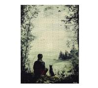 500 Piece Jigsaw Puzzle, Vintage Solitude - Man and Dog in Tranquil Na