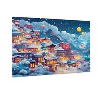500 Piece Jigsaw Puzzle Winter Jigsaw Puzzles for Adults Town Impossible Puzzle Challenging High Difficulty Family Activity with Gift Box Packaging, Great Gift Idea for Family Friends 52x38 CM -102y