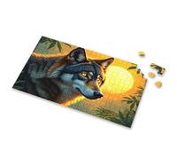500 Piece Jigsaw Puzzles A Wolf Stands In Front Of A Glowing Moon Picture Puzzle Easter Toys For Kids Ages 4-8 500 Piece Puzzles(500PCS)