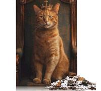 500 Piece Jigsaw Puzzles Bossy Cat Throne Crown Puzzle for Adults Woodenboard Puzzles Interesting Stress Reduction Jigsaw Puzzles 500pcs (52x38cm)