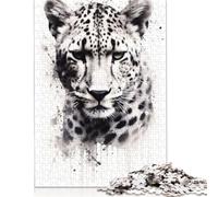 500 Piece Jigsaw Puzzles 'Cheetah Beauty Watercolor Creative Square Wooden Jigsaw Puzzles for Adults 500pcs (52x38cm)