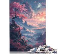 500 Piece Jigsaw Puzzles Cherry Blossoms on The Cliff Puzzle Adults And Wooden Jigsaw Puzzle Family Challenging Games 500pcs (52x38cm)