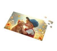 500 Piece Jigsaw Puzzles Child Kissing Cat In Flower Garden With Butterflies Picture Puzzle Puzzle 500 Pieces 1000 Piece Puzzles(1000PCS)