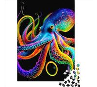 500 Piece Jigsaw Puzzles Colorful Octopus.0. Creative Square Wooden Jigsaw Puzzles for Adults 500pcs (52x38cm)