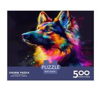 500 Piece Jigsaw Puzzles Colorful Painting Dog Creative Square Wooden Jigsaw Puzzles for Adults 500pcs (52x38cm)