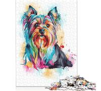 500 Piece Jigsaw Puzzles 'Colorful Yorkshire Terrier Creative Square Wooden Jigsaw Puzzles for Adults 500pcs (52x38cm)