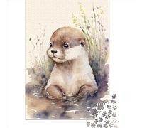 500 Piece Jigsaw Puzzles Cute Baby Otter Painting Wooden Puzzles Educational Toys 500pcs (52x38cm)