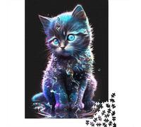 500 Piece Jigsaw Puzzles Cute Cosmic Kitten 2 Creative Square Wooden Jigsaw Puzzles for Adults 500pcs (52x38cm)