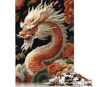500 Piece Jigsaw Puzzles Embroidered Dragon Jigsaw Puzzles for Adults Woodenboard Puzzles Challenging To Complete But Fun And Humorous 500pcs (52x38cm)