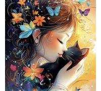 500 Piece Jigsaw Puzzles for Adults Abstract Girl Cat, Fun Challenges, Educational Games, Difficult Jigsaw Puzzles for Adults, Puzzle 500 Pieces