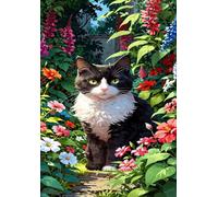 500 Piece Jigsaw Puzzles for Adults - Animal Cat Flower - Decorative Wall Art Gift for Adults & Families - 20.47x14.96 ich - with Poster & Letters on Back