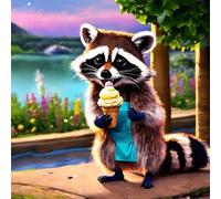 500 Piece Jigsaw Puzzles for Adults Animal Raccoon Ice Cream, Educational Games, Impossible Hard Difficult Challenging, Relaxation Jigsaw Puzzles for Adults 500 Pieces 17.7x17.7 inch