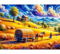 500 Piece Jigsaw Puzzles for Adults Animals Wheat Field, Puzzles 500 Pieces for Adults, 20x15 inch Difficult Jigsaw Puzzles with Letters on Back, Fun puzzle for Family Activity