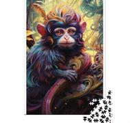 500 Piece Jigsaw Puzzles for Adults Art Animal Monkey Jigsaw Puzzles for Adults, Wooden Puzzles Educational Stress Relief Toy Puzzle 500pcs (52x38cm)