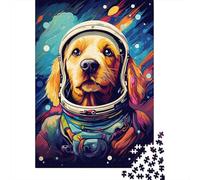 500 Piece Jigsaw Puzzles for Adults - Artistic Astronaut Golden Retriever Puzzle - Jigsaws 500 Pieces for Adults - Made Wood 500pcs (52x38cm)