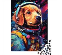 500 Piece Jigsaw Puzzles for Adults - Artistic Astronaut Golden Retriever Puzzle - Jigsaws 500 Pieces for Adults - Made Wood 500pcs (52x38cm)