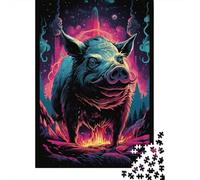 500 Piece Jigsaw Puzzles for Adults Artistic Wild Boar Creative Wooden Jigsaw Puzzles for Adults & Teenagers Puzzles Educational Puzzle Family Game 500pcs (52x38cm)