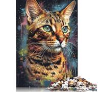 500 Piece Jigsaw Puzzles for Adults Bengal Cat Painting Jigsaw Puzzle Children Wooden Puzzles Family Entertainment Toys 500pcs (52x38cm)