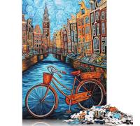 500 Piece Jigsaw Puzzles for Adults Bicycle on The Bridge Jigsaw Puzzles DIY Wooden Jigsaws Toys Home Decoration 500pcs (52x38cm)