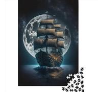 500 Piece Jigsaw Puzzles for Adults Boat Moon Night1 Jigsaw Puzzle Adult Wooden Puzzles Family Entertainment Toys 500pcs (52x38cm)