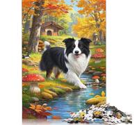 500 Piece Jigsaw Puzzles for Adults Border Collie Jigsaw Puzzles for Adults, Wooden Puzzles Educational Stress Relief Toy Puzzle 500pcs (52x38cm)