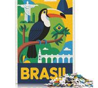 500 Piece Jigsaw Puzzles for Adults Brazil Travel Poster with Toucan Jigsaw Puzzle Children Wooden Puzzles Family Entertainment Toys 500pcs (52x38cm)