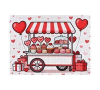500 Piece Jigsaw Puzzles for Adults Candy Cart Jigsaw Puzzle Red Valentine's Day 500 Pieces Puzzles Game Balloon Lollipop Dessert Cart Wall Decor DIY Craft Puzzle Sweet Love Art