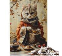 500 Piece Jigsaw Puzzles for Adults Cat Coffe Animal Jigsaw Puzzle Children Wooden Puzzles Family Entertainment Toys 500pcs (52x38cm)