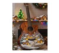 500 Piece Jigsaw Puzzles for Adults, Christmas Themed Jigsaw Puzzles，Christmas Town on Guitar Puzzle，Challenging Family Activity Perfect for Game Nights，Winter Xmas Puzzle Wall Art Decor