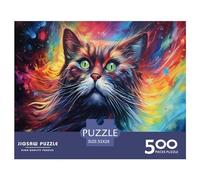 500 Piece Jigsaw Puzzles for Adults Colored Cat Jigsaw Puzzles for Adults, Wooden Puzzles Educational Stress Relief Toy Puzzle 500pcs (52x38cm)