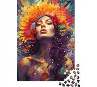 500 Piece Jigsaw Puzzles for Adults | Colored Sunflower Girl Puzzles | Puzzles 500 Pieces for Adults Gifts 500pcs (52x38cm)