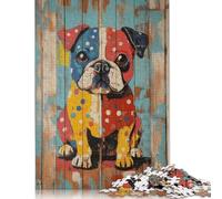 500 Piece Jigsaw Puzzles for Adults Colorful Bulldog Painting Jigsaw Puzzles for Adults, Wooden Puzzles Educational Stress Relief Toy Puzzle 500pcs (52x38cm)