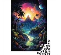 500 Piece Jigsaw Puzzles for Adults - Colorful Psychedelic Sunset Jungle Puzzle - Jigsaws 500 Pieces for Adults - Made Wood 500pcs (52x38cm)