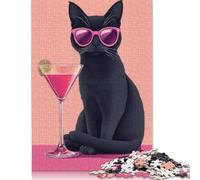 500 Piece Jigsaw Puzzles for Adults Cool Cat Cocktail Jigsaw Puzzle Children Wooden Puzzles Family Entertainment Toys 500pcs (52x38cm)
