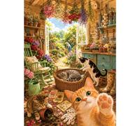 500 Piece Jigsaw Puzzles for Adults, Cozy Garden Kittens, Relaxing Gift | Whimsical Garden Kittens Scene with Curious Cats & Blooms Jigsaw Puzzles, Relaxing Gift for Adults, 20.5 x 15 in