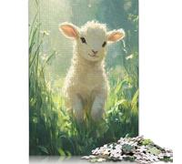 500 Piece Jigsaw Puzzles for Adults Cute Lamb in Meadow Jigsaw Puzzle Toy Game Wooden Jigsaws Challenge Toy Family Activities 500pcs (52x38cm)