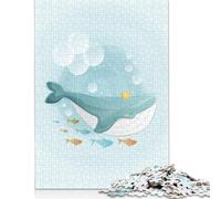 500 Piece Jigsaw Puzzles for Adults Cute Whale Swimming Jigsaw Puzzle Children Wooden Puzzles Family Entertainment Toys 500pcs (52x38cm)